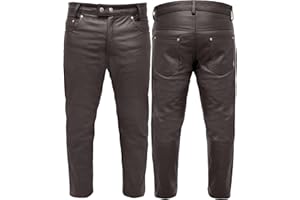 Touch&Torn Leather Pants Motorcycle Pants for Mens 30" to 44" Waist Jeans Style Pant with 5 Pockets Motorbike Pant for Biker