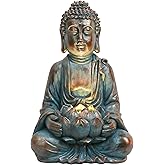 TERESA'S COLLECTIONS Meditating Buddha Statue for Garden Decor with Outdoor Solar Lights, Large Resin Outdoor Decor Garden Statue Sculpture for Home Lawn Yard Decor Gifts for Dad and Mom, 7.1''