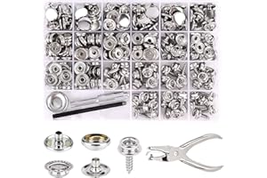 Canvas Snap Kit,CENOZ Marine Grade Stainless Steel Screw Snaps,Boat Cover Snaps,Carpet Snap kit with Setting Tool for Boat Cover Furniture (silver-354PCS)