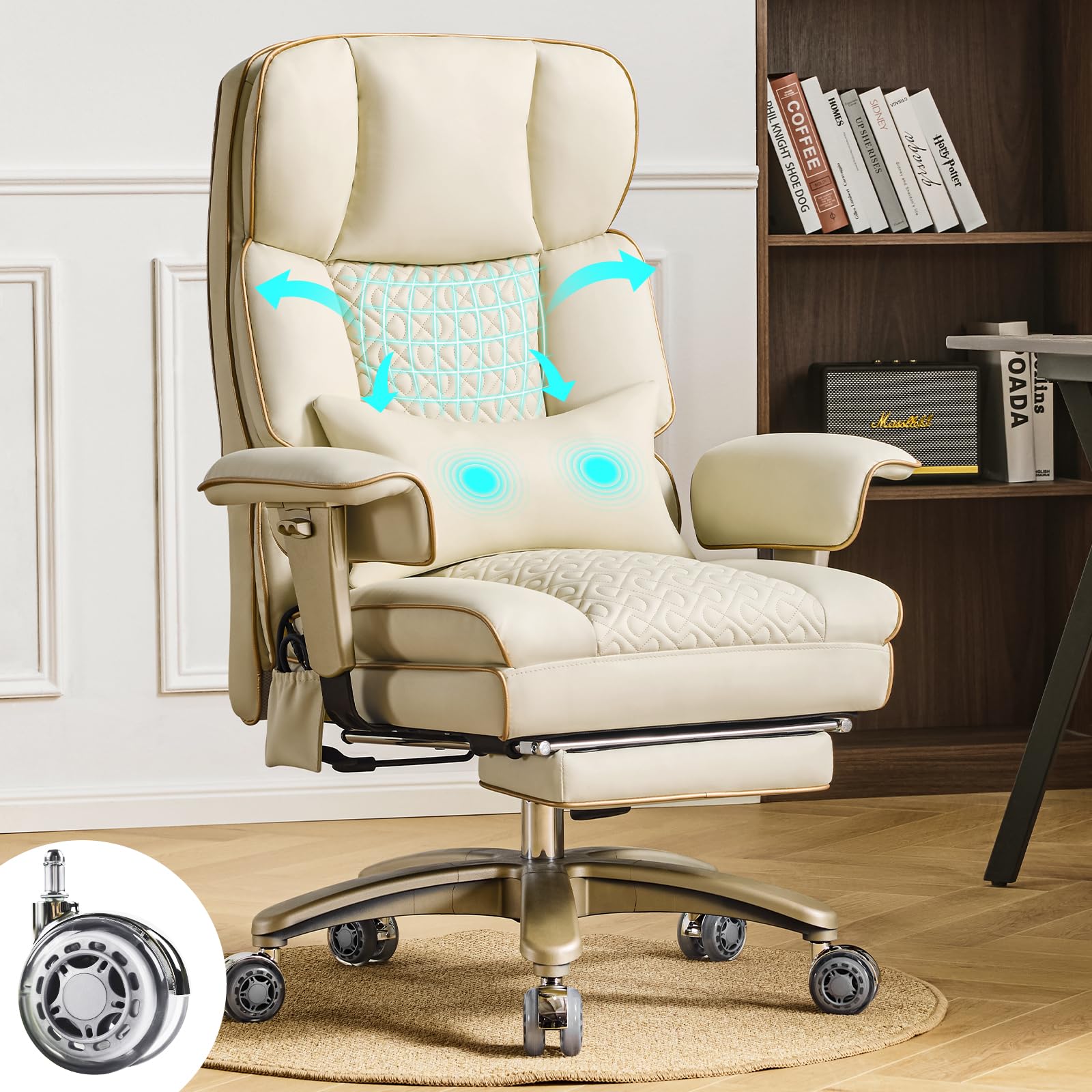 Ergonomic Executive Office Desk Chair with Adjustable Air Lumbar ...