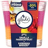 Glade Scented Candle, 2-in-1 Vanilla Passionfruit and Hawaiian Breeze, 1-Wick Candle, Air Freshener Infused with Essential Oi