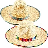 Swakuta 2 Pack Giant Mexican Sombrero Cinco de Mayo Fiesta Straw Hat for Mexican Luau Party Favors Photo Props
