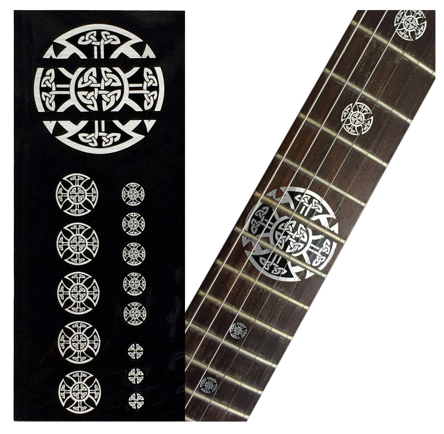 Inlay Sticker F-286CC-G Fret Markers for Guitars - Emblem 12th Fret Markers Set - Celtic Cross - Metallic