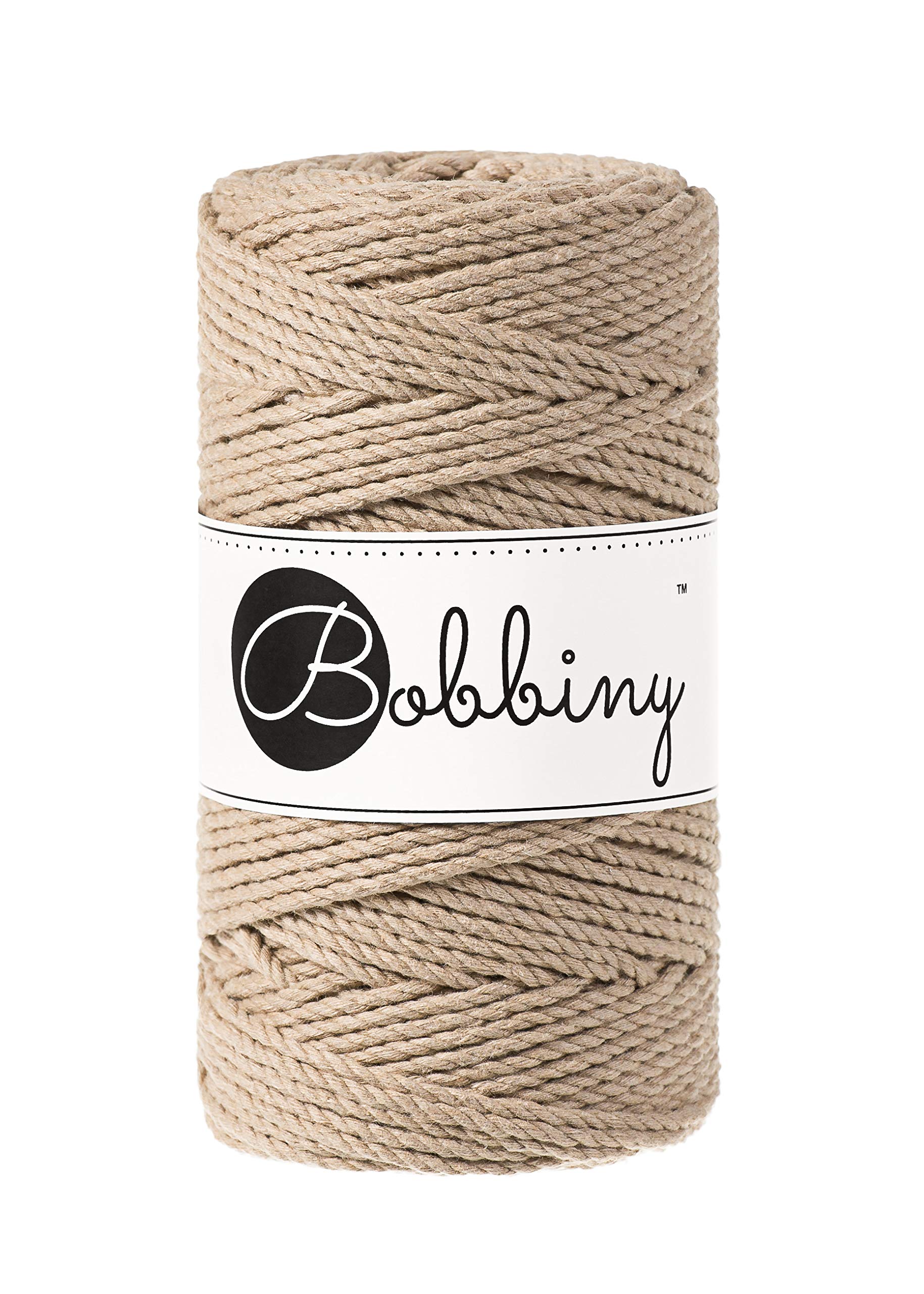 Bobbiny Regular 3mm 3 Ply Macrame Cord (Sand) 100m