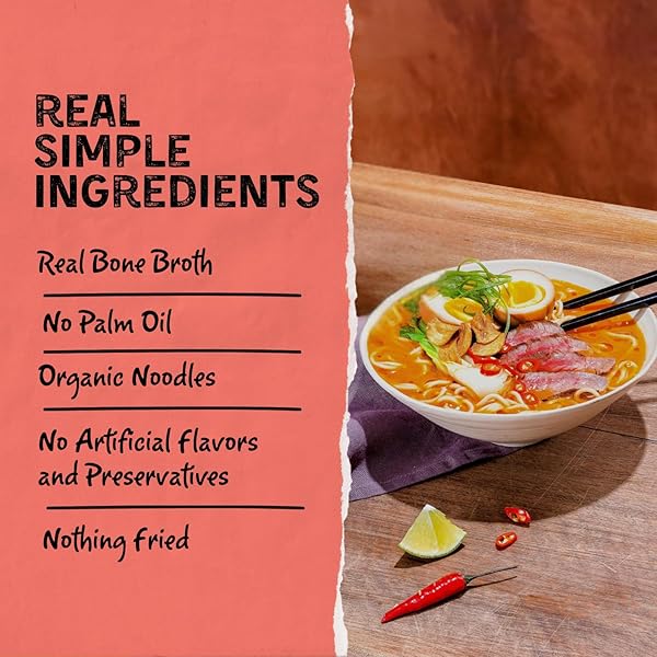 MIKE’S MIGHTY GOOD SPICY BEEF BONE BROTH RAMEN CUP (PACK OF 6) – 10G PROTEIN INSTANT RAMEN NOODLES – ORGANIC STEAMED, NON-GMO, PALM OIL-FREE – RICH TASTING, NO ARTIFICIAL FLAVORS