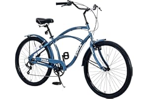 L-TWOO Beach Cruiser Bike 26inch Wheel Bike 7 Speed Driven System V-Brake Comfortable Commuter Bike for Women Men Senior