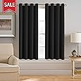 H.VERSAILTEX Well Sleep Blackout Room Curtains & Drapes(Thermal Insulated and Antique Grommet Window Panels)-52 inch Wide by 63 inch Long-Solid in Jet Black(Set of 1)