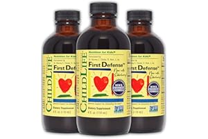 CHILDLIFE ESSENTIALS First Defense - Kids Immune Support, Immune Support for Kids, Toddlers 1-3, Babies 6 Months+, Vitamin Syrup with Elderberry, Zinc, Non GMO, Gluten Free - 4 Fl Oz (Pack of 3)