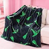 Hillsuren Black Witch Hat Blanket for Girls 50 x 60 Inch Fun Witch Theme Throw Blanket Team Gifts for Valentine's Day Couples Halloween Christmas Thanksgiving Gift Decoration