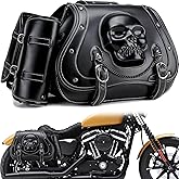 Nubelety Motorcycle Saddlebag, 30L Leather Waterproof Side Saddle Bags with Cup Holder, Universal Powersports Saddlebags for Harley Davidson Sportster Dyna Softail Honda Shadow Rebel Yamaha Vulcan