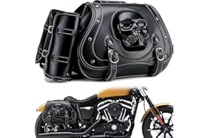 NUBELETY Motorcycle Saddlebag, 30L Leather Waterproof Side Saddle Bags with Cup Holder, Universal Powersports Saddlebags for Harley Davidson Sportster Dyna Softail Honda Shadow Rebel Yamaha Kawasaki Vulcan
