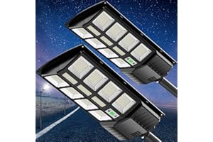 FLOCOVERS Solar Lights Outdoor Waterproof（1200W, 6500K 80000LM Solar Street Lights for Outside Dusk to Dawn, Solar Flood Light Motion Sensor and Remote Control for Area Lighting Yard(2 Pack)