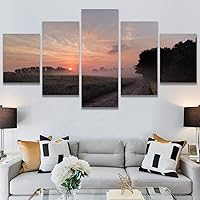 SIGNWIN 5 Panel Canvas Wall Art Cityscape Sunset for Home Decorations Ready to Hang - 60