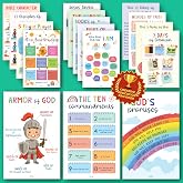 EXCOOL CLUB Sunday School Classroom Posters, 16 Pc 11x17 Bible Set Colorful | 16 posters 11x17 in, books of the bible, ten commandments, bible verses, bible timeline chart