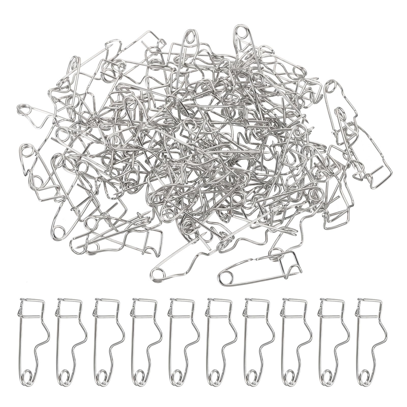 PATIKIL Safety Pin, 100 Pcs Steel Wire S-Shaped Curved Pins 0.7" Sturdy Bulk Pins for Cloth Blankets Craft DIY Jewelry Making, Silver