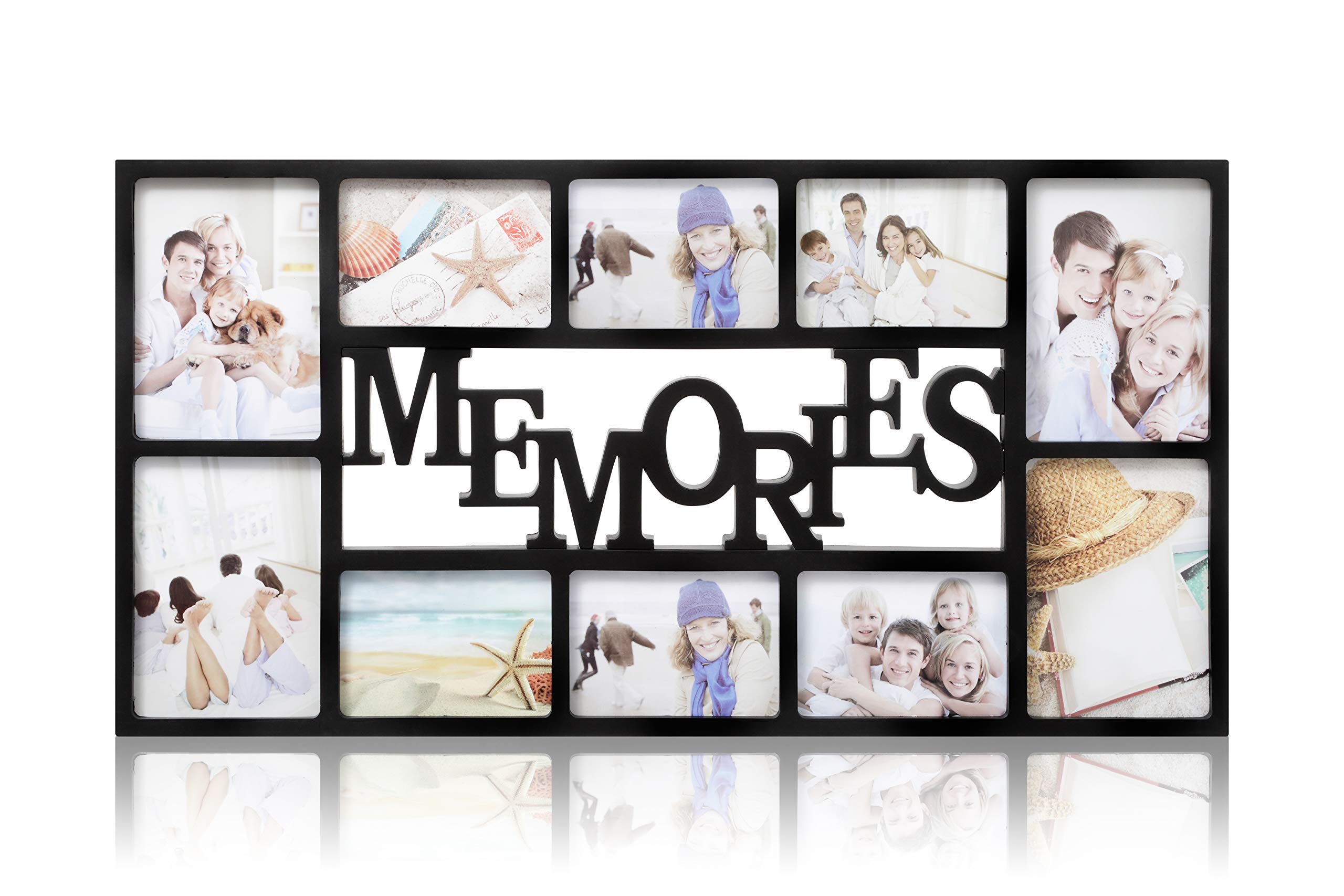 ARPAN Memories Multi Aperture Photo Picture Frame Holds 10 Photos - Black