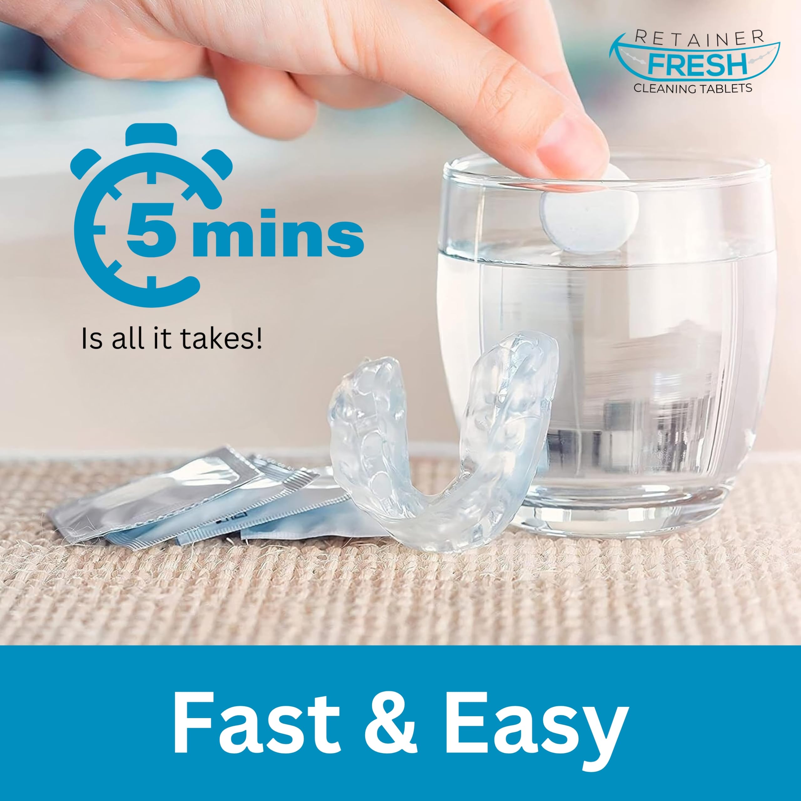 Retainer Cleaner Tablets - 120 Tablets 4 Month Retainer Fresh - Retainer Cleaning Tablets, Mouth Guard Cleaner, Denture Cleaner, Aligner Cleaner, Brite Retainer Tablets