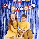 GREATRIL Dark Blue Foil Fringe Curtain 1m x 2.5m Pack of 2 Backdrop view 8