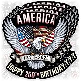 (4Pcs-3in) America 250th Birthday 1776 2026 Sticker - Original Design - Retro American Eagle 250 Years Anniversary Patriotic Waterproof Vinyl Sticker for Water Bottle Bumper Car Laptop