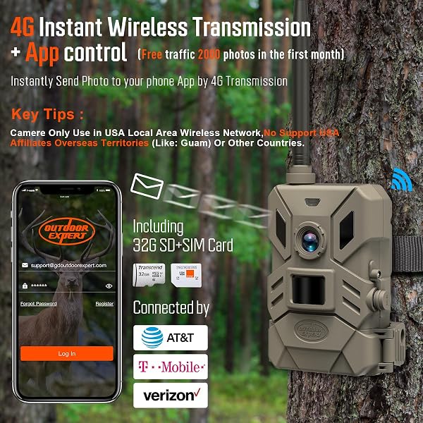 OUTDOOR EXPERT 4G CELLULAR TRAIL CAMERA WITH NO GLOW 940NMNIGHT VISION,36MP HUNTING CAMERA HD VIDEO IP66 WATERPROOF GAME CAM,90FT FLASH RANGE WILDLIFE MONITOR-NEW