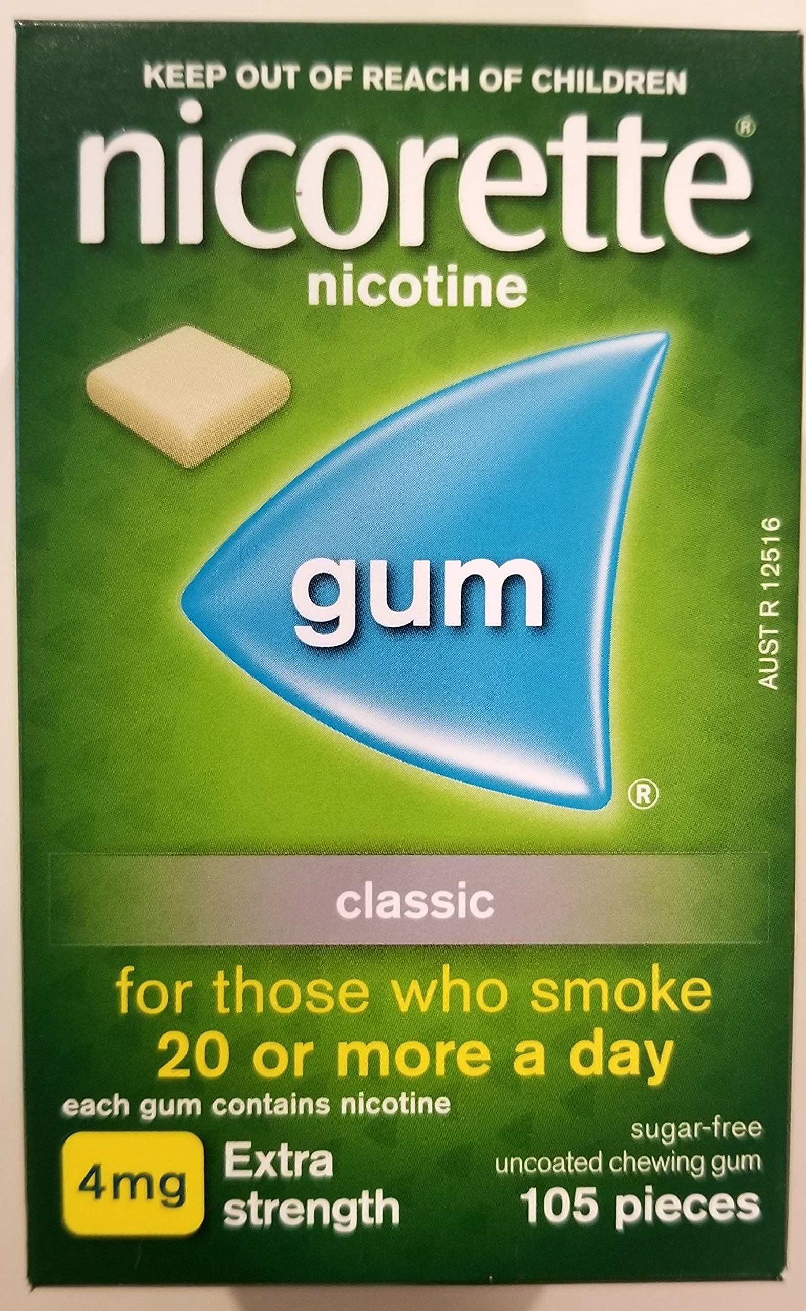 Nicorette 4mg Classic 105pc Box(Bundle of 6 Boxes)