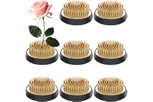 Sliner 8 Pcs 2 Inch Floral Frogs Round Brass Flower Holder Japanese Ikebana Vase Floral Frogs Arranger Fixed Tools Pin for Flower Arrangement Home DIY Craft(Gold)