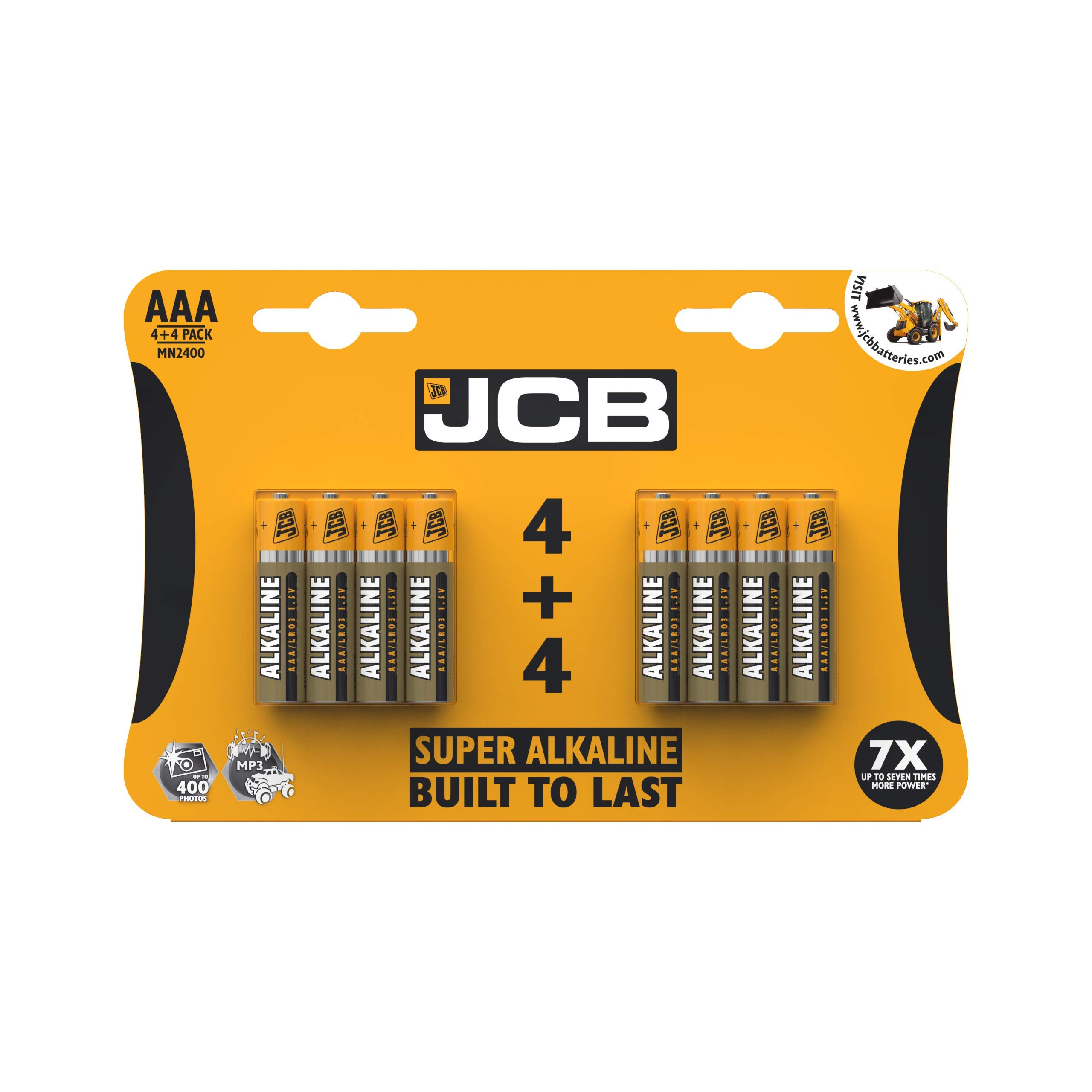 S6589 JCB AAA Super Alkaline Batteries - Pack of 4+4