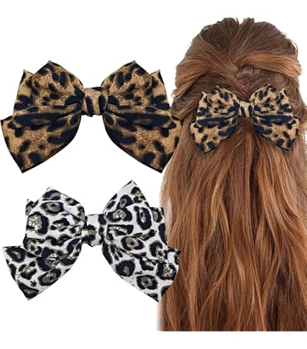 Amazon.com : Animal Print Hair bows- Leopard, Giraffe, Snow  display picture 3