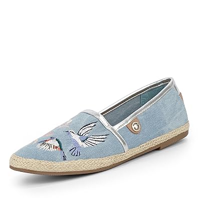 TOM TAILOR 4892002 Damen Espadrilles aus Textilmaterial Bastsohle mit Gummizug, Groesse 36, hellblau