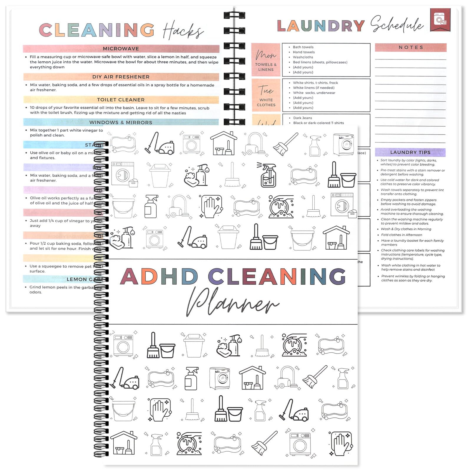 ADHD Cleaning Planner,ADHD Cleaning and Organizing Planner,Bundle Household Cleaning Schedule and Checklist Management,Cleaning List,Chart