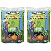Wiggle Worm 100% Pure Organic Worm Castings Fertilizer, 30-Pounds (2 Pack) - Improves Soil Fertility and Aeration for Housepl