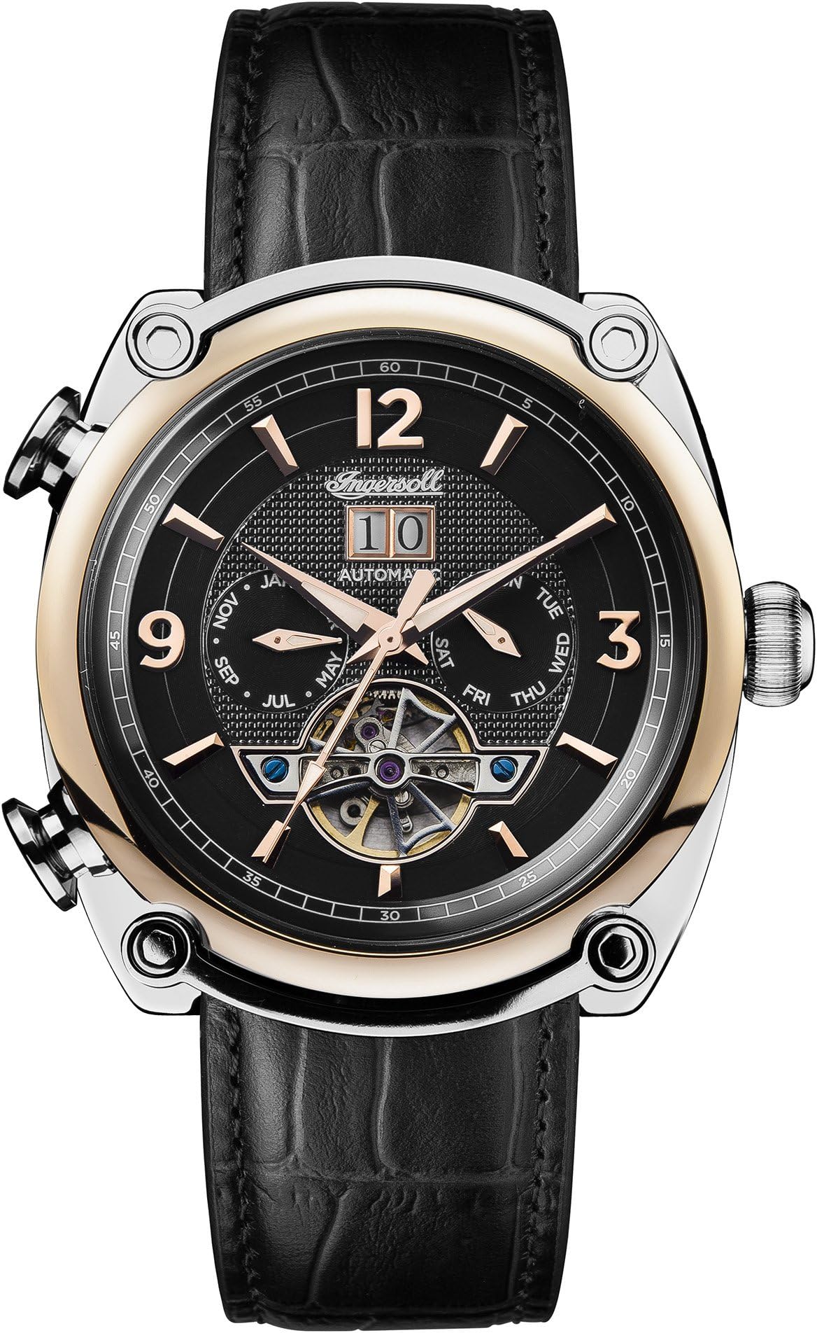 Men's The Michigan Automatic Watch with Black Dial and Black Leather Strap I01102