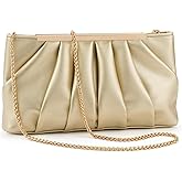 Clutch Purse Dressy Pleated Formal Evening Bag Simple Classy Handbag for Women
