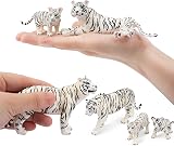toymany 6PCS White Tigers Figurines Set with Cubs Educational Toys view 2