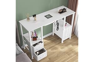 WODRAWER Manicure Table for Nail Tech, Nail Tech Table Station w/4 Storage Drawers & 2 Open Shelves, Nail Table w/Dust Collector for Beauty Salon Tech Station (White)