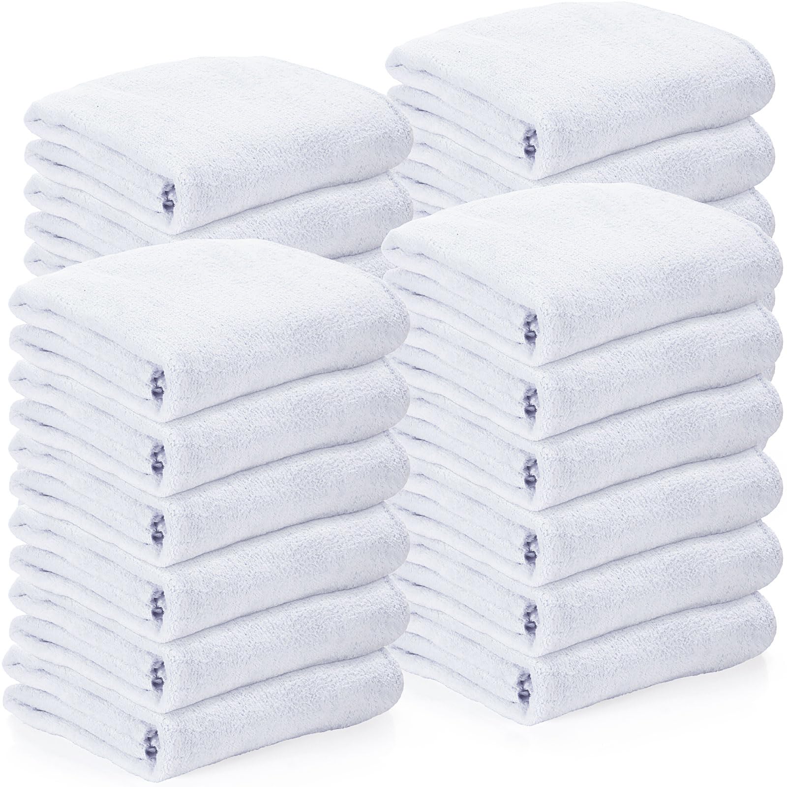 Photo 1 of ***1 Pack is opened, 2 Packs are factory sealed***Newwiee 24 Pcs Coral Velvet Microfiber Bath Towels Sets 28 x 55 Inch Large Absorbent Multipurpose Quick Drying Soft Body Towels for Shower Bathroom Beach Fitness Yoga Sports Spa(White)