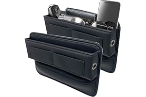MISSEIAR Car Seat Gap Filler, 2 Packs Premium Leather Car Seat Gap Filler Organizer, Car Seat Storage Box for Phones, Glasses, Keys, Cards