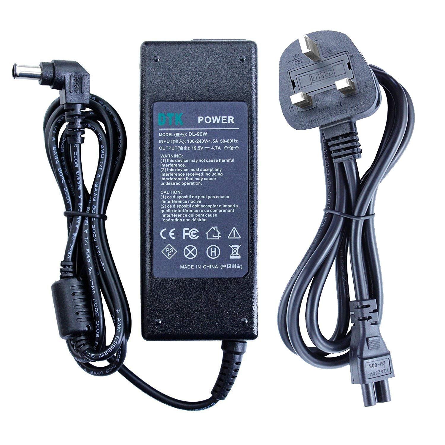 DTK 19.5V 4.7A 90W Laptop Charger for SONY Notebook Computer PC Power Cord Supply Lead AC Adapter VAIO PCG VPC VGP PCGA SVE SVF Series Connector : 6.5 X 4.4mm