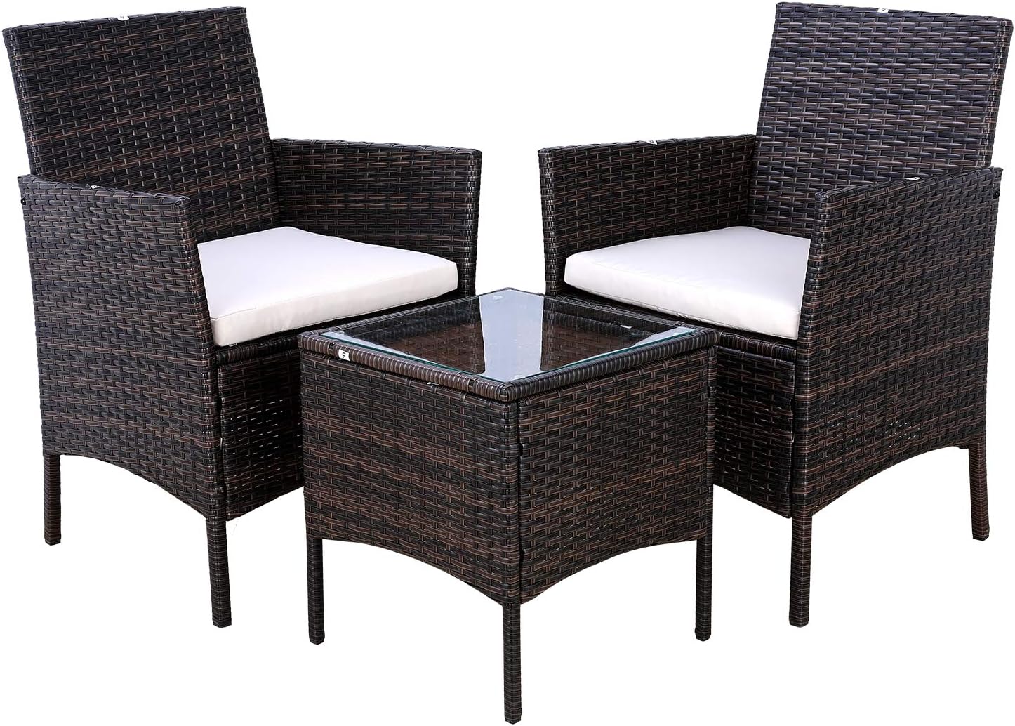 GARTIO - Juego de muebles de mimbre de 3 piezas para todo tipo de clima