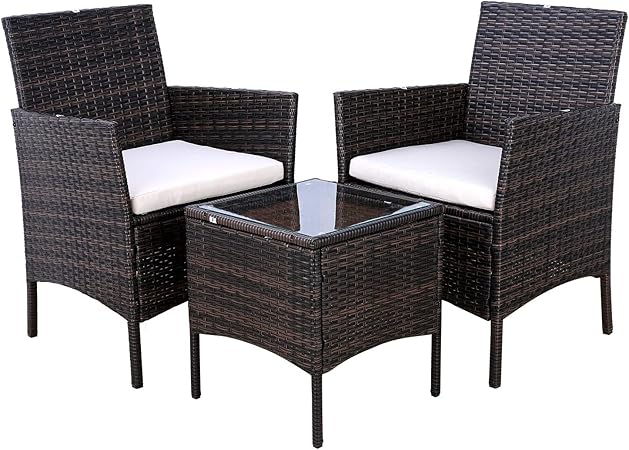 GARTIO - Juego de muebles de mimbre de 3 piezas para todo tipo de clima