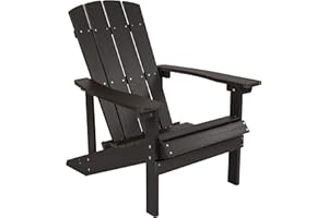 Flash Furniture Charlestown Commercial Grade Indoor/Outdoor Adirondack Chair, Weather Resistant Durable Poly Resin Deck and Patio Seating, Slate Gray