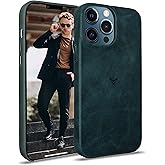Cretanbull Genuine Leather Case - Oil Waxed Full Grain Anti-Scratch Leather Case - Compatible with iPhone 12 Pro Max - Shockproof, Drop Proof, Protective Slim Case (Marine)