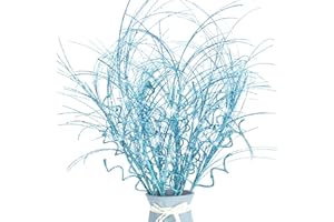 KUNJOCY 6 Pcs Christmas Glitter Ting Branches Stems Ornaments 21.6" Decorative Glittery Sticks Curly Twigs Picks for Christmas Tree Sprays Wreath Crafts Tree Topper Fillers Holiday Home Decor (Light Blue, 6)