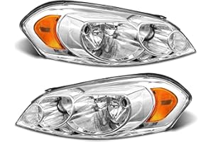 ADCARLIGHTS for 2006 2007 2008 2009 2010 2011 2012 2013 Chevy Impala Headlight Assembly compatible with 14-16 Impala Limited / 06-07 Monte Carlo Chrome Housing Amber Reflector Replacement Pair