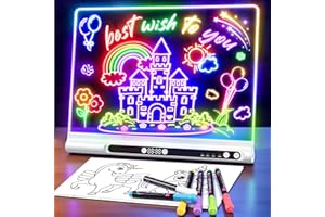 16“ Rechargeable LED Drawing Board, 9-Color Light Modes with Timer & Built-in Stand, Neon Art Dry Erase Glow Up Doodle Note P