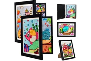 ORANKAY 4Pack Kids Art Frame - Kids Artwork Frames Changeable,Black Kids Art Frames Front Opening Holds 150,10x12.5 Children Art Work Frames for Kids Art,Kid Art Picture Frame With Storage for Display