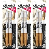 Sharpie Metallic Permanent Markers, Fine Point, Gold, 6 Markers