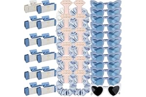 CIULAIY Bridesmaid Scrunchies Proposal Gifts 4.1inch square Hair Claws Bachelorette Hair Clip heart sunglasses Girls gift for Wedding Party Favors (36pcs White&Dusty Blue)