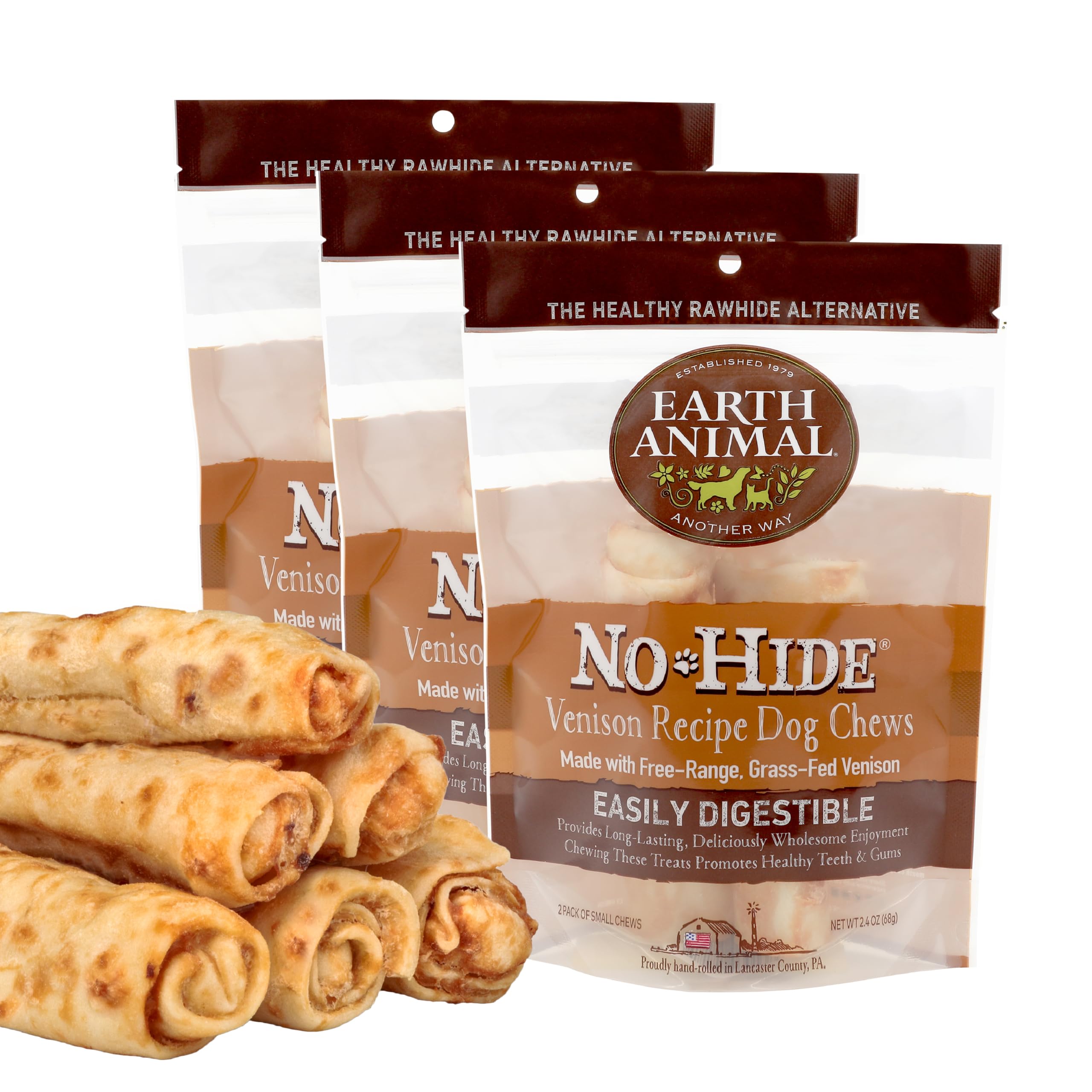 Earth Animal No Hide Small Venison Flavored Natural Rawhide Free Dog