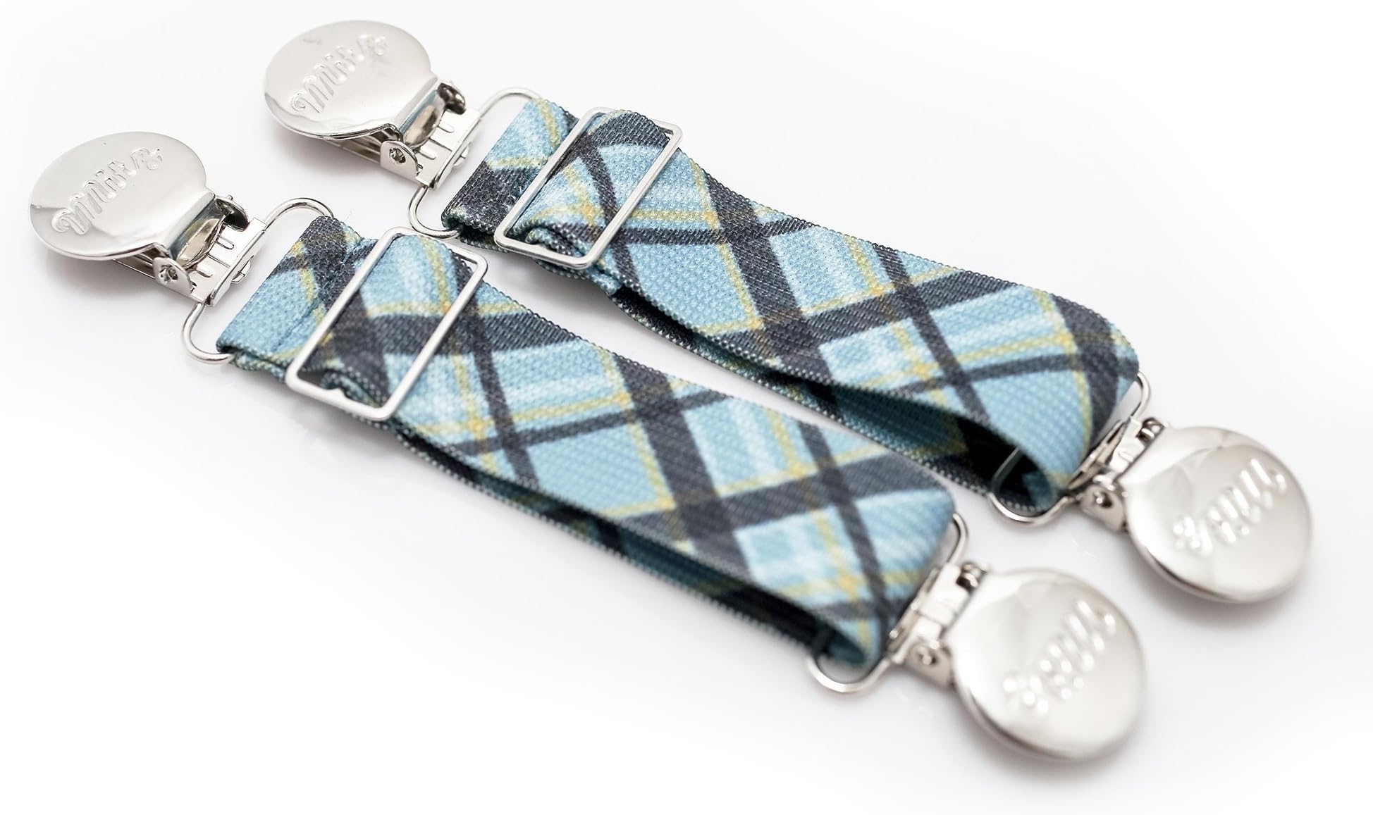 Mitz Accessories Multi-Purpose Boot Straps and Pant Clips - Blue Tartan